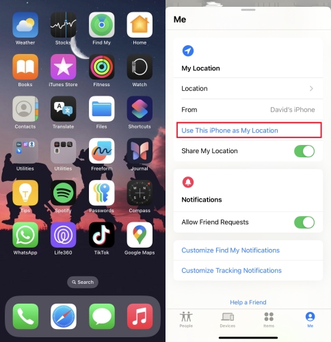 set this iphone as my location