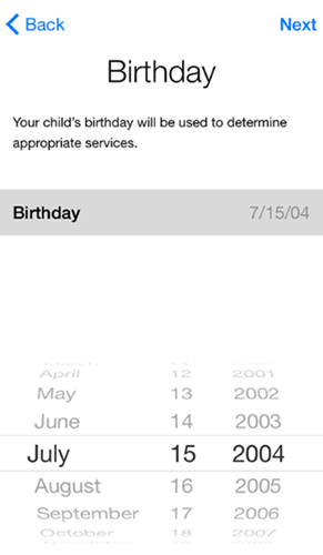 set up the date of birth
