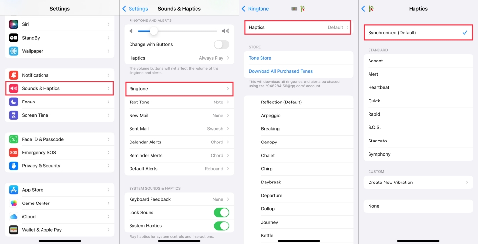 set vibration for each alert type