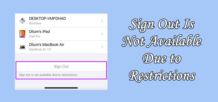 sign out is not available due to restrictions