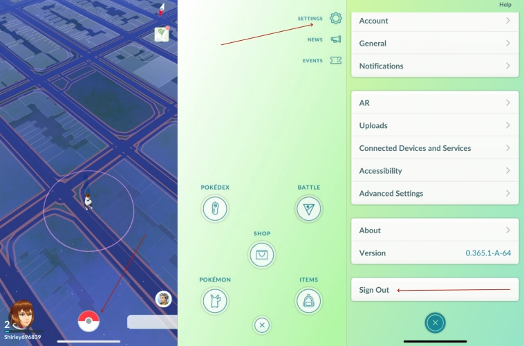 sign out pokemon go