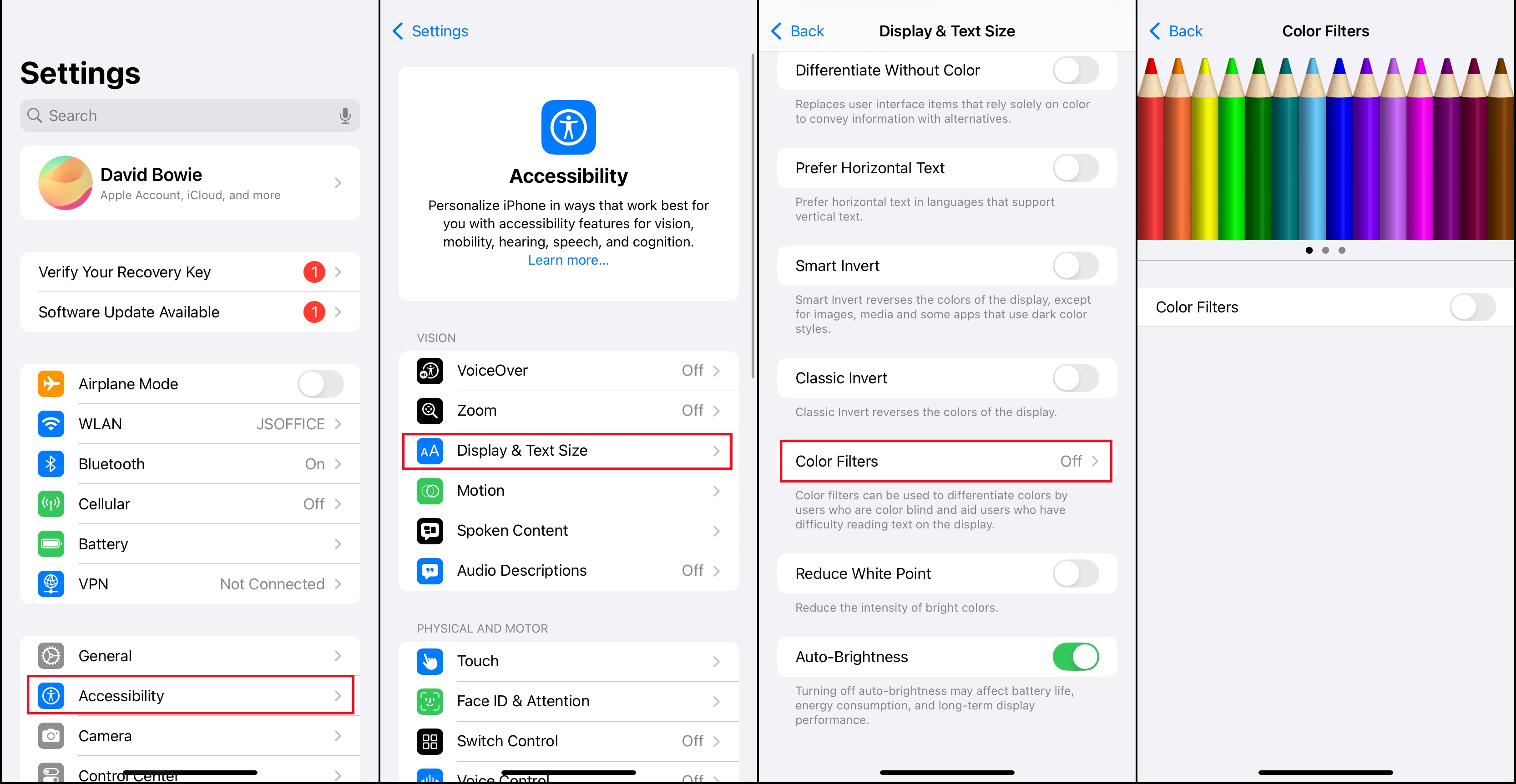 turn off color filters on iphone