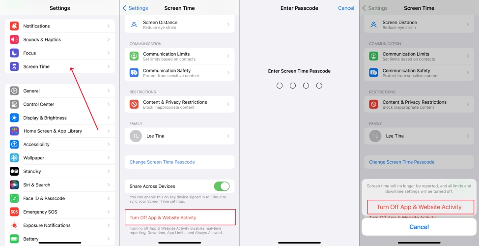 turn off iphone screen time in settings