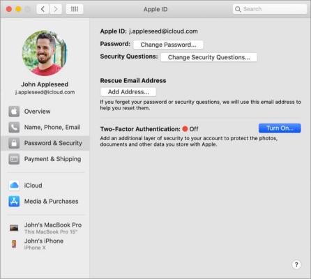 turn on two factor authentication on mac