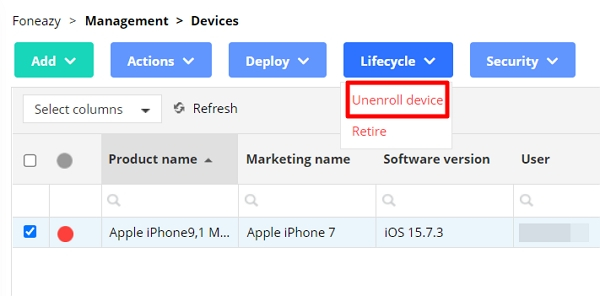 unenroll device on miradore