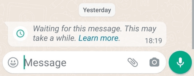 whatsapp waiting for this message